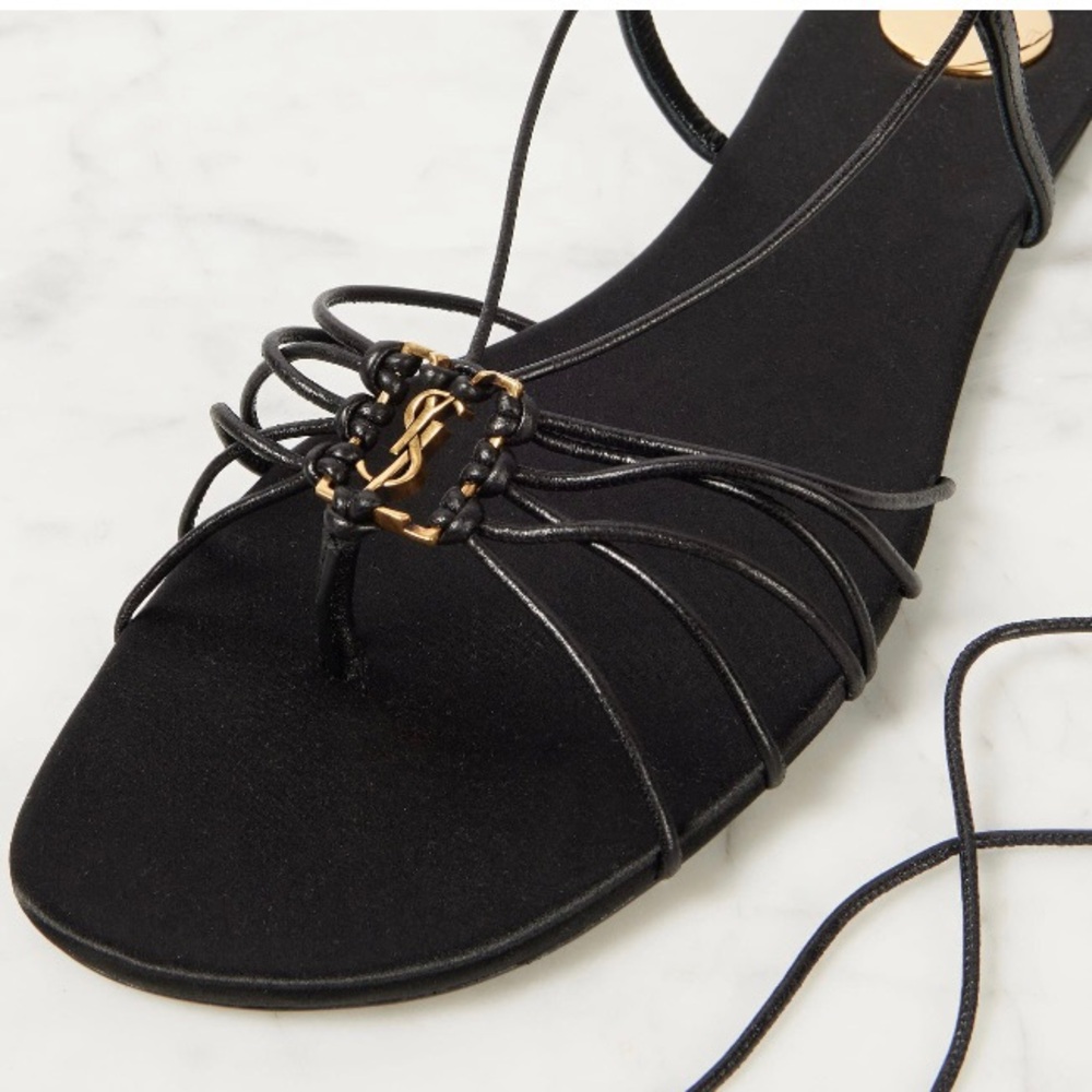 SAINT LAURENT Babylone YSL logo ankle strap sandals - Picture 4 of 6